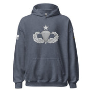 U.S. Army Senior Parachutist Badge Unisex Paratrooper Hoodie Tactically Acquired Heather Sport Dark Navy S 
