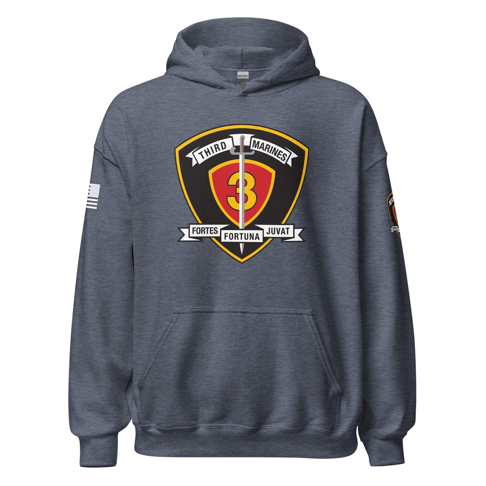 1st Bn 3rd Marines (1/3 Marines) Unisex Hoodie Tactically Acquired Heather Sport Dark Navy S 