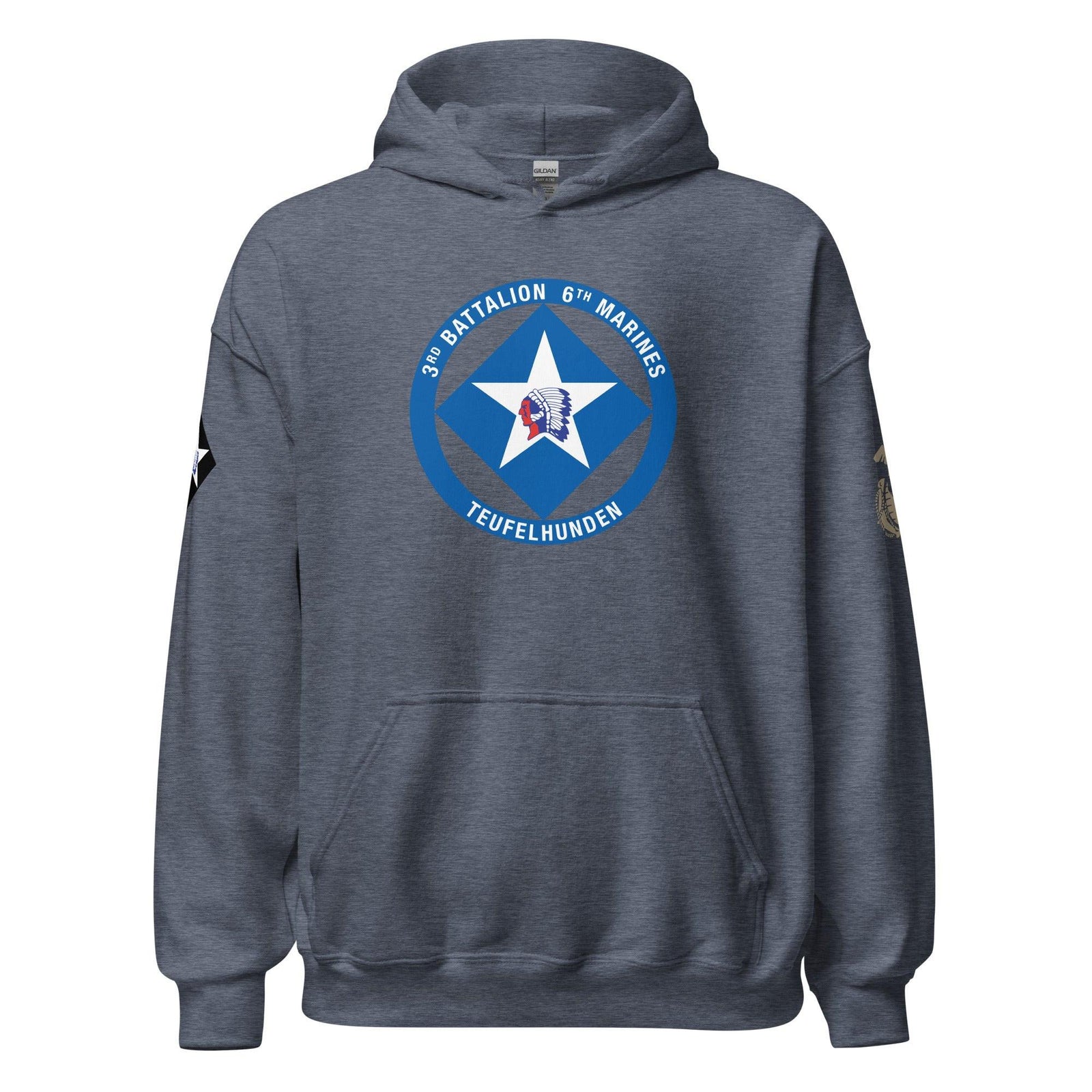 3/6 Marines Unisex Hoodie Tactically Acquired Heather Sport Dark Navy S 