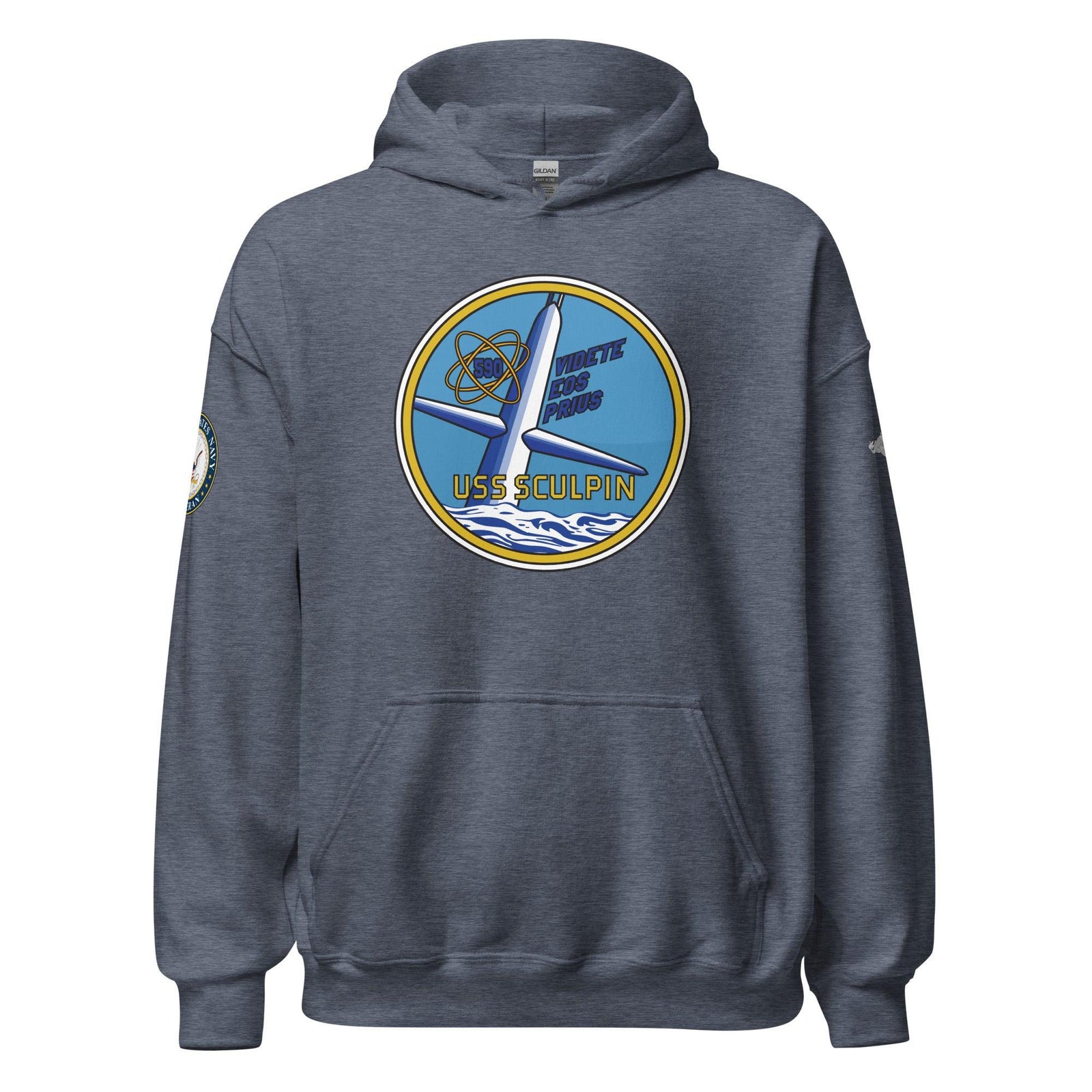 USS Sculpin (SSN-590) U.S. Navy Veteran Unisex Hoodie Tactically Acquired Heather Sport Dark Navy S 