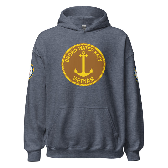 Brown Water Navy Vietnam Unisex Hoodie Tactically Acquired Heather Sport Dark Navy S 