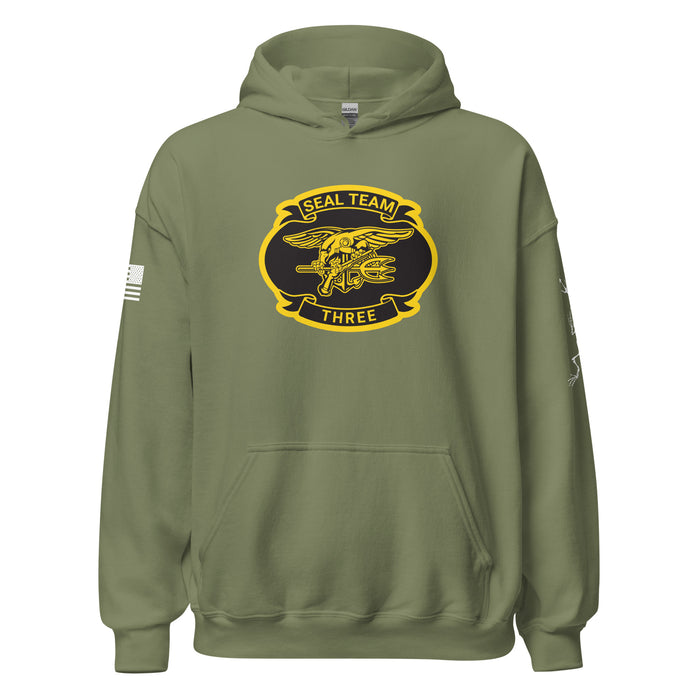 U.S. Navy SEAL Team 3 Frogman Unisex Hoodie Tactically Acquired Military Green S 