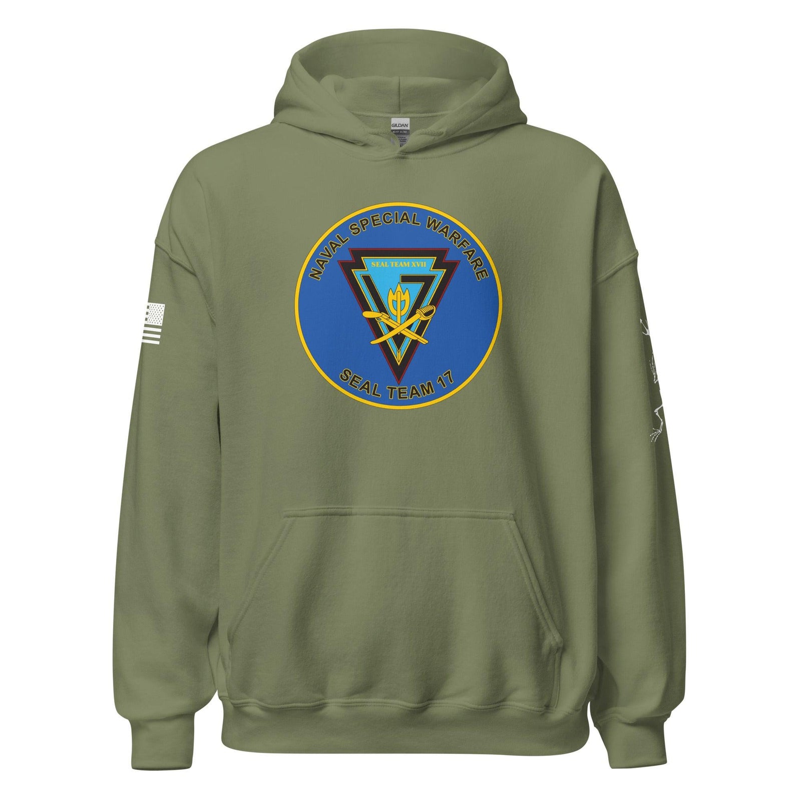 U.S. Navy SEAL Team 17 Frogman Unisex Hoodie Tactically Acquired Military Green S 