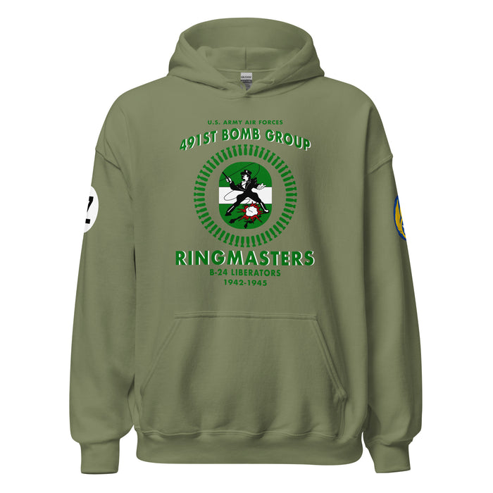 491st Bomb Group (Heavy) 'Ringmasters' WW2 Legacy Unisex Hoodie Tactically Acquired Military Green S 