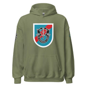 U.S. Army 20th Special Forces Group (20th SFG) Beret Flash Unisex Hoodie Tactically Acquired Military Green S 