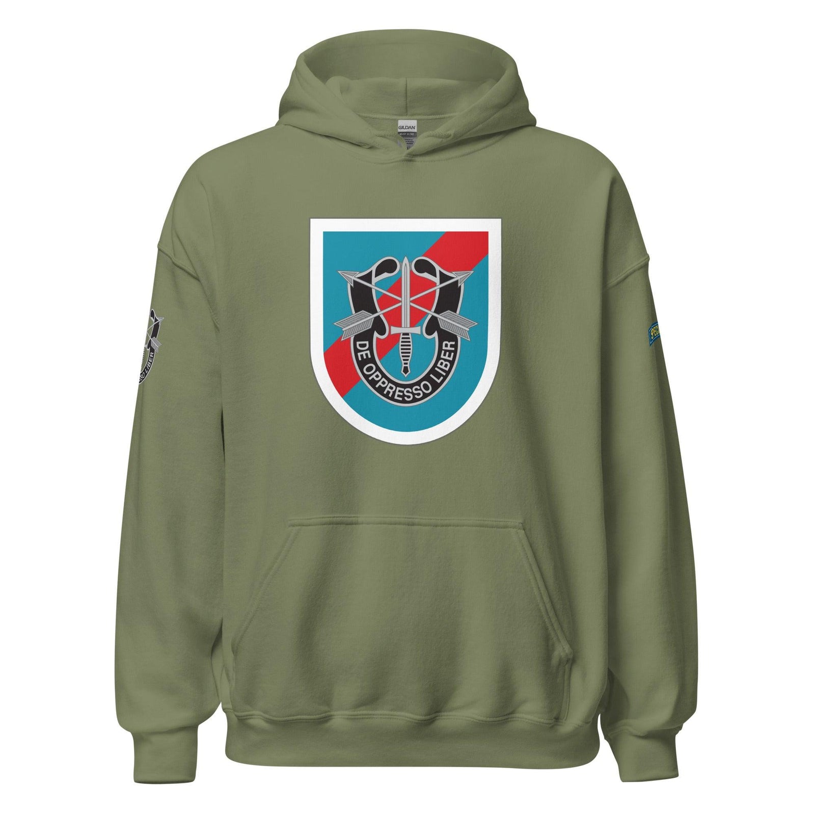 U.S. Army 20th Special Forces Group (20th SFG) Beret Flash Unisex Hoodie Tactically Acquired Military Green S 