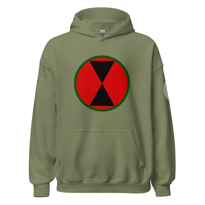 U.S. Army 7th Infantry Division (7ID) Infantry Branch Unisex Hoodie Tactically Acquired Military Green S 