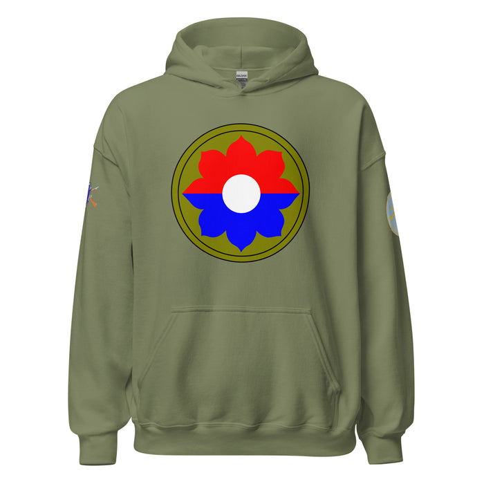 U.S. Army 9th Infantry Division (9ID) Infantry Branch Unisex Hoodie Tactically Acquired Military Green S 