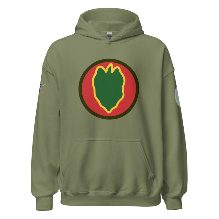 U.S. Army 24th Infantry Division (24ID) Infantry Branch Unisex Hoodie Tactically Acquired Military Green S 