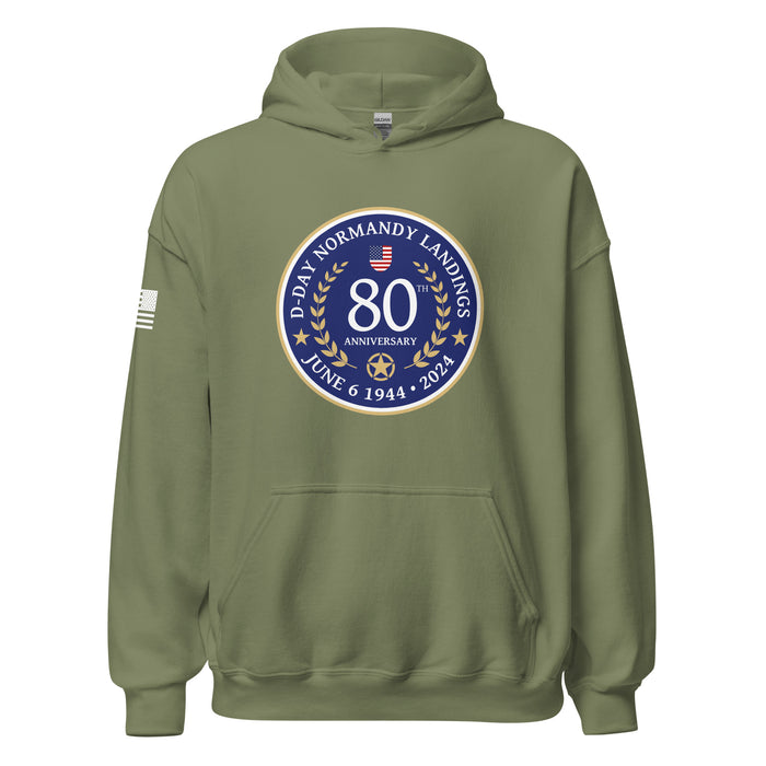 D-Day 2024 80th Anniversary Memorial Emblem Unisex Hoodie Tactically Acquired Military Green S 