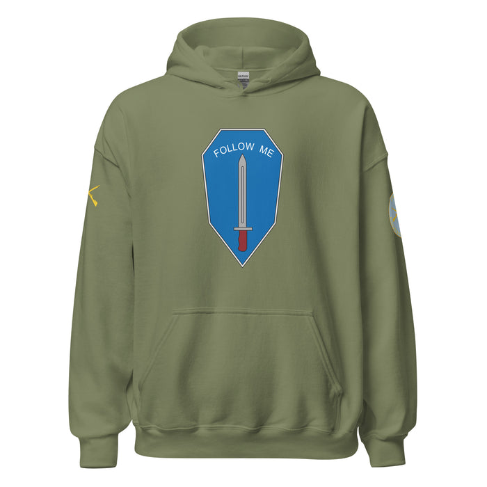 U.S. Army Infantry Branch Follow Me Emblem Unisex Hoodie Tactically Acquired Military Green S 