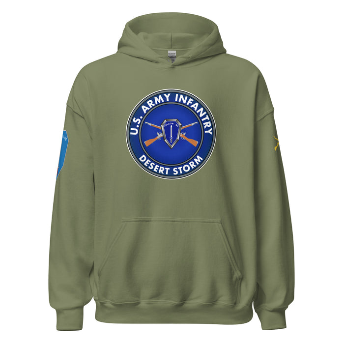 U.S. Army Infantry Branch Desert Storm Veteran Unisex Hoodie Tactically Acquired Military Green S 