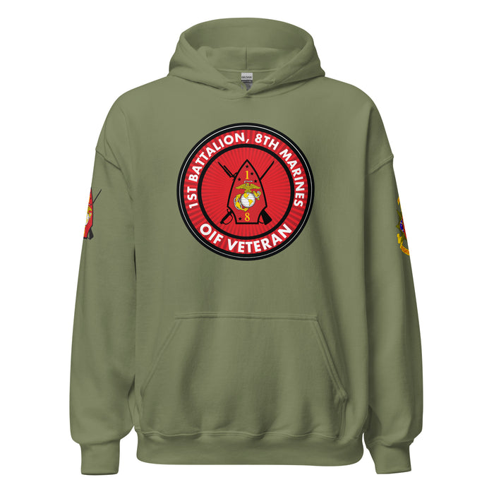 1/8 Marines OIF Veteran Unisex Hoodie Tactically Acquired Military Green S 