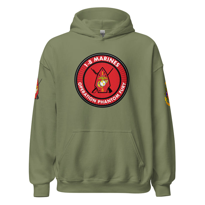 1/8 Marines Operation Phantom Fury Unisex Hoodie Tactically Acquired Military Green S 