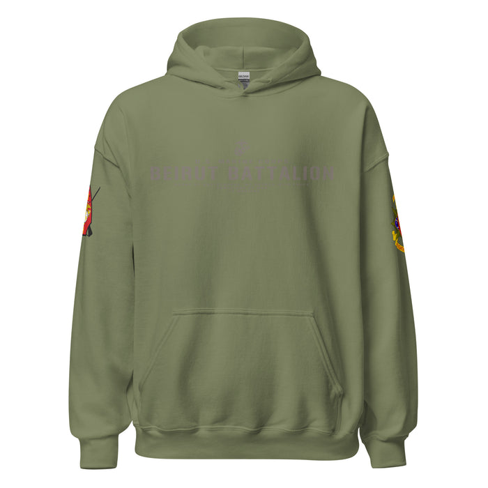 1/8 Marines "Beirut Battalion" Unit Motto Unisex Hoodie Tactically Acquired Military Green S 