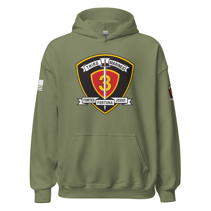 1st Bn 3rd Marines (1/3 Marines) Unisex Hoodie Tactically Acquired Military Green S 