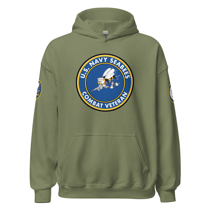 U.S. Navy Seabees Combat Veteran Unisex Hoodie Tactically Acquired Military Green S 