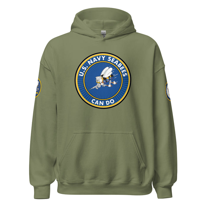 U.S. Navy Seabees "Can Do" Motto Unisex Hoodie Tactically Acquired Military Green S 