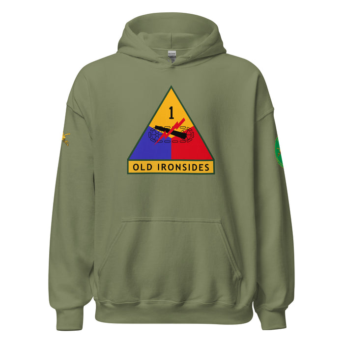 1st Armored Division Unisex Hoodie Tactically Acquired Military Green S 