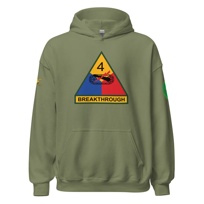 U.S. Army 4th Armored Division Unisex Hoodie Tactically Acquired Military Green S 