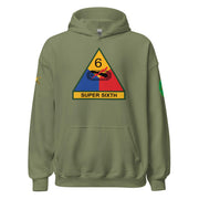 U.S. Army 6th Armored Division Unisex Hoodie Tactically Acquired Military Green S 
