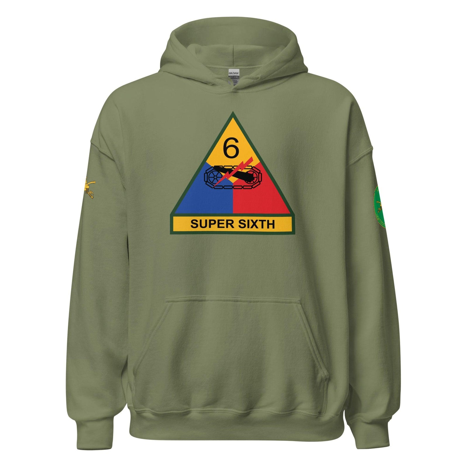 U.S. Army 6th Armored Division Unisex Hoodie Tactically Acquired Military Green S 