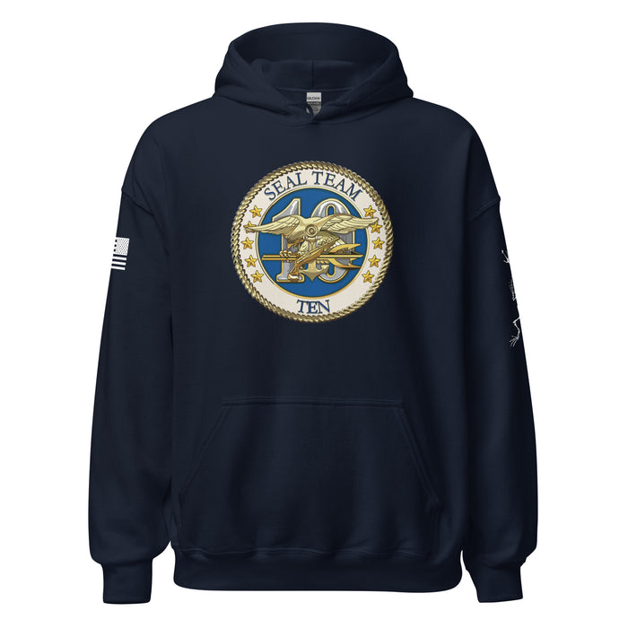 U.S. Navy SEAL Team 10 Frogman Unisex Hoodie Tactically Acquired Navy S 