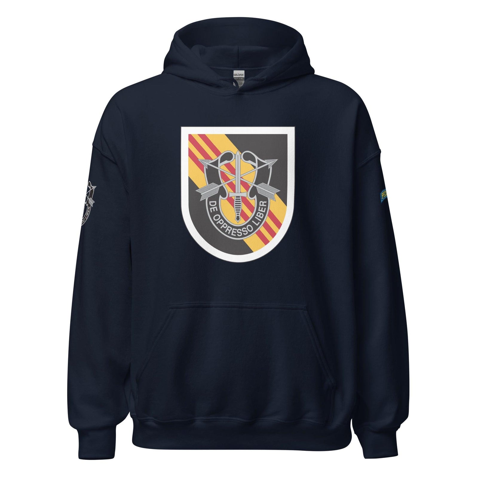 U.S. Army 5th Special Forces Group (5th SFG) Beret Flash Unisex Hoodie Tactically Acquired Navy S 