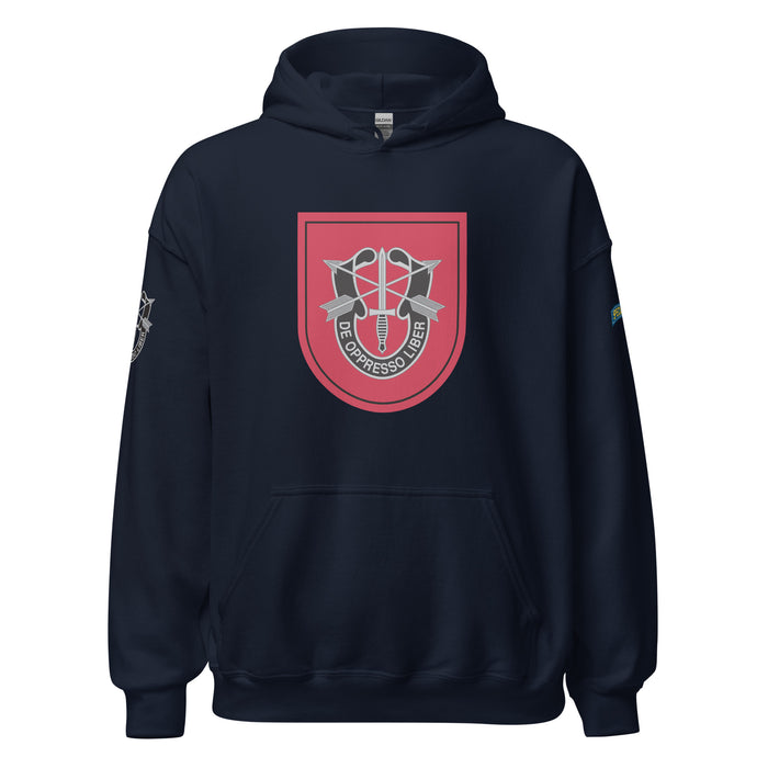 U.S. Army 7th Special Forces Group (7th SFG) Beret Flash Unisex Hoodie Tactically Acquired Navy S 