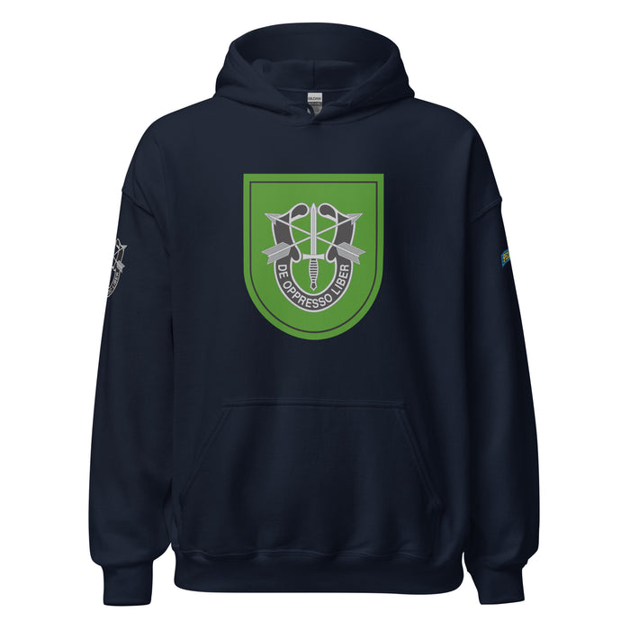 U.S. Army 10th Special Forces Group (10th SFG) Beret Flash Unisex Hoodie Tactically Acquired Navy S 