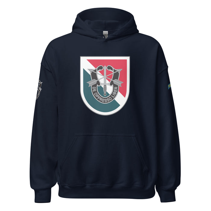 U.S. Army 11th Special Forces Group (11th SFG) Beret Flash Unisex Hoodie Tactically Acquired Navy S 