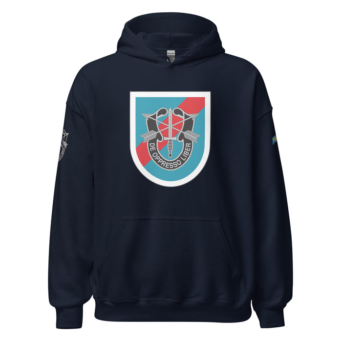 U.S. Army 20th Special Forces Group (20th SFG) Beret Flash Unisex Hoodie Tactically Acquired Navy S 