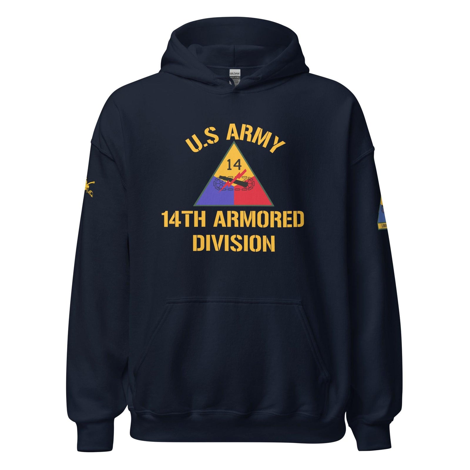 U.S. Army 14th Armored Division (14th AD) Armor Branch Unisex Hoodie Tactically Acquired Navy S 