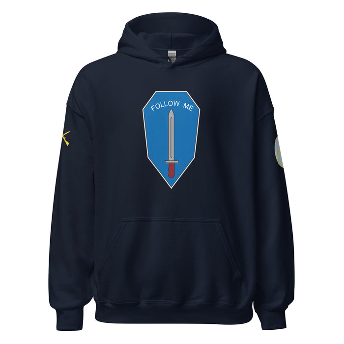 U.S. Army Infantry Branch Follow Me Emblem Unisex Hoodie Tactically Acquired Navy S 