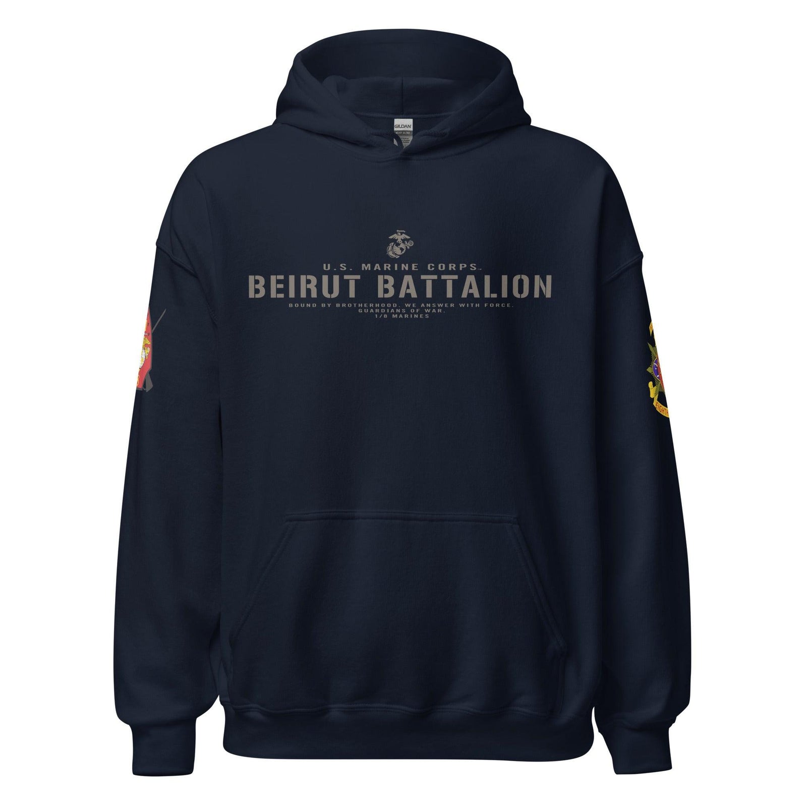 1/8 Marines "Beirut Battalion" Unit Motto Unisex Hoodie Tactically Acquired Navy S 