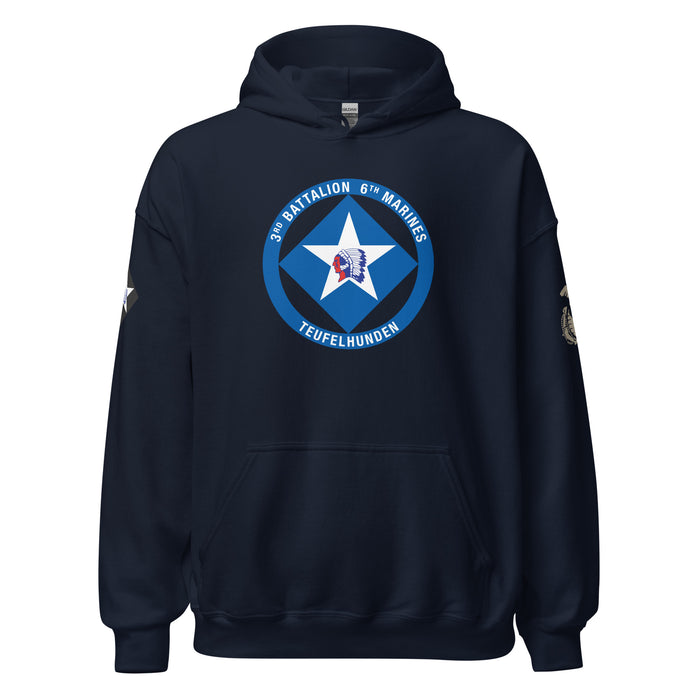 3/6 Marines Unisex Hoodie Tactically Acquired Navy S 