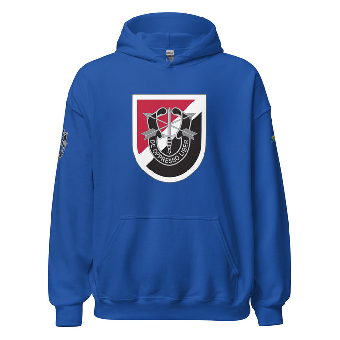 U.S. Army 6th Special Forces Group (6th SFG) Beret Flash Unisex Hoodie Tactically Acquired Royal S 