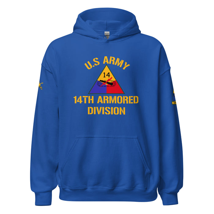 U.S. Army 14th Armored Division (14th AD) Armor Branch Unisex Hoodie Tactically Acquired Royal S 