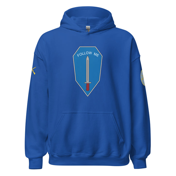U.S. Army Infantry Branch Follow Me Emblem Unisex Hoodie Tactically Acquired Royal S 