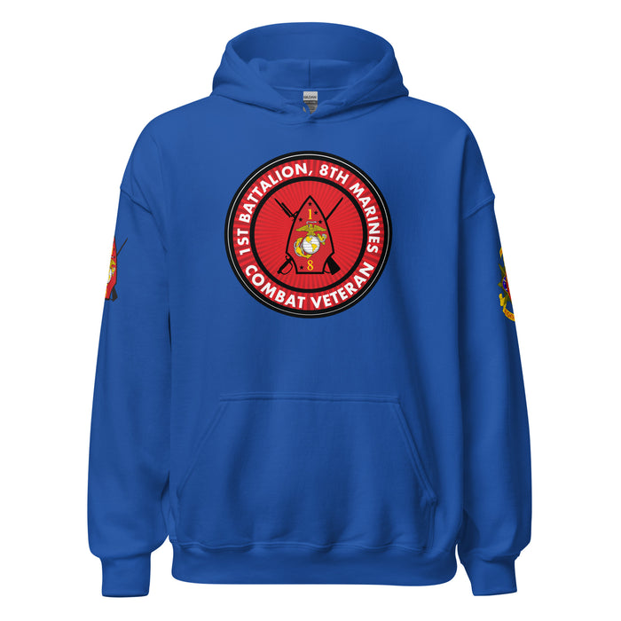1/8 Marines Combat Veteran Unisex Hoodie Tactically Acquired Royal S 