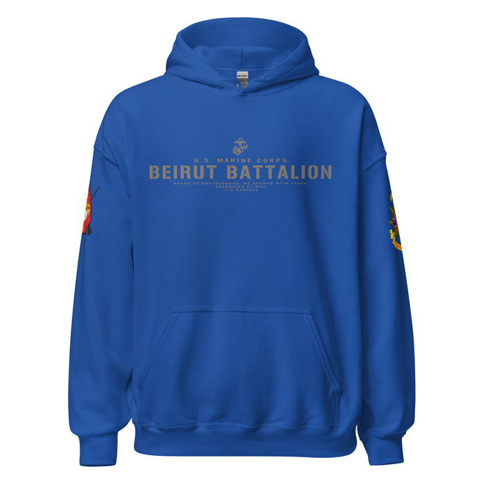 1/8 Marines "Beirut Battalion" Unit Motto Unisex Hoodie Tactically Acquired Royal S 