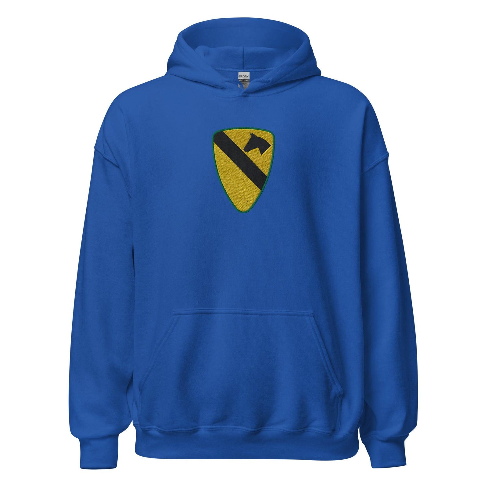 U.S. Army 1st Cavalry Division Embroidered Unisex Hoodie Tactically Acquired Royal S 