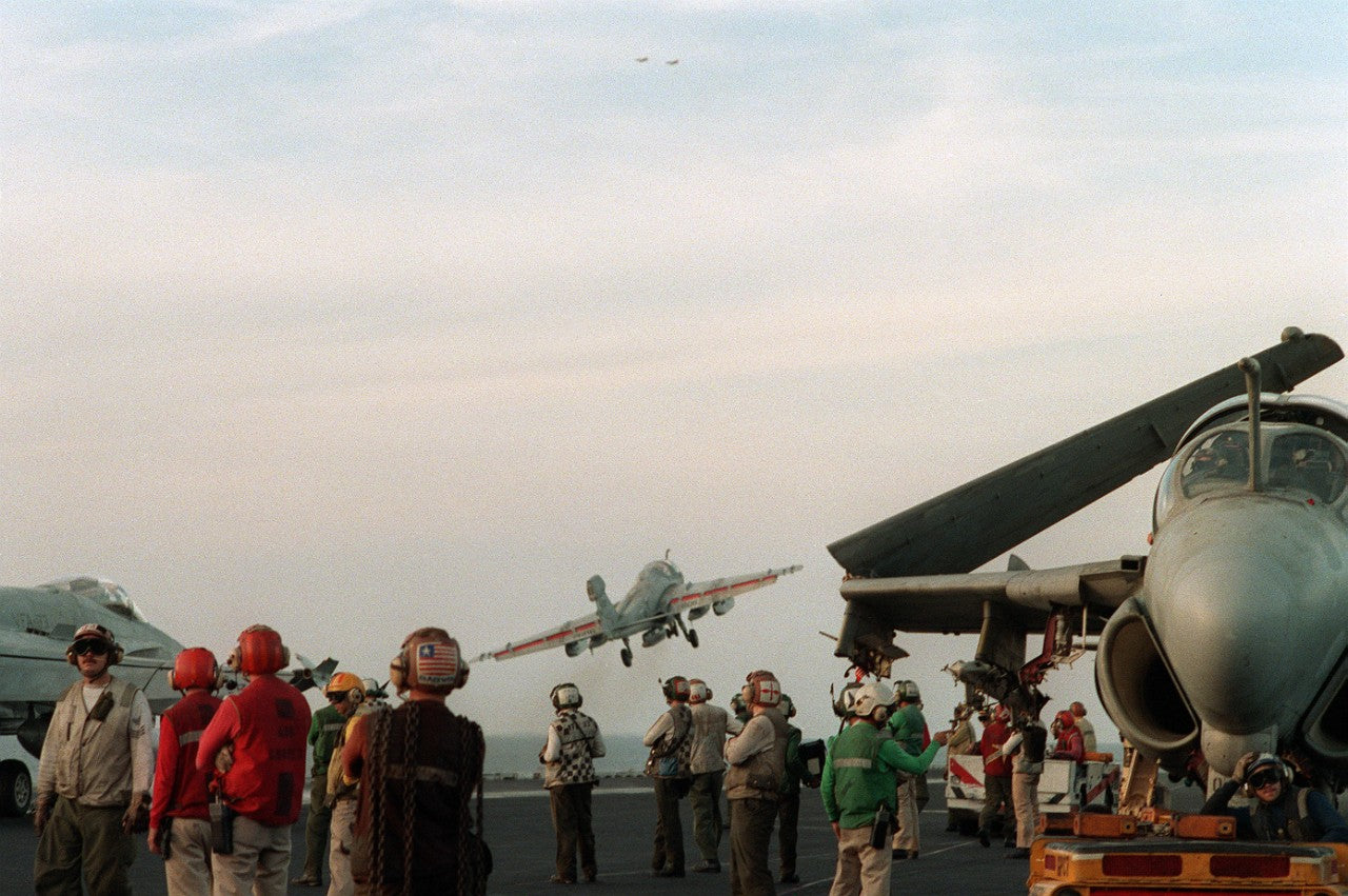 US Navy's USS Saratoga during Operation Desert Storm, representing Tactically Acquired Navy Gulf War merchandise collection.