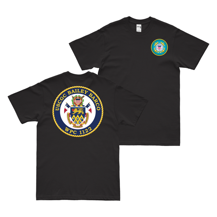 Double-Sided USCGC Bailey Barco (WPC-1122) T-Shirt Tactically Acquired Small Black 