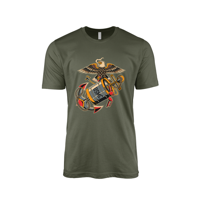 Eagle, Beer Keg and Anchor - U.S. Marine Corps EGA T-Shirt Tactically Acquired Military Green Small 