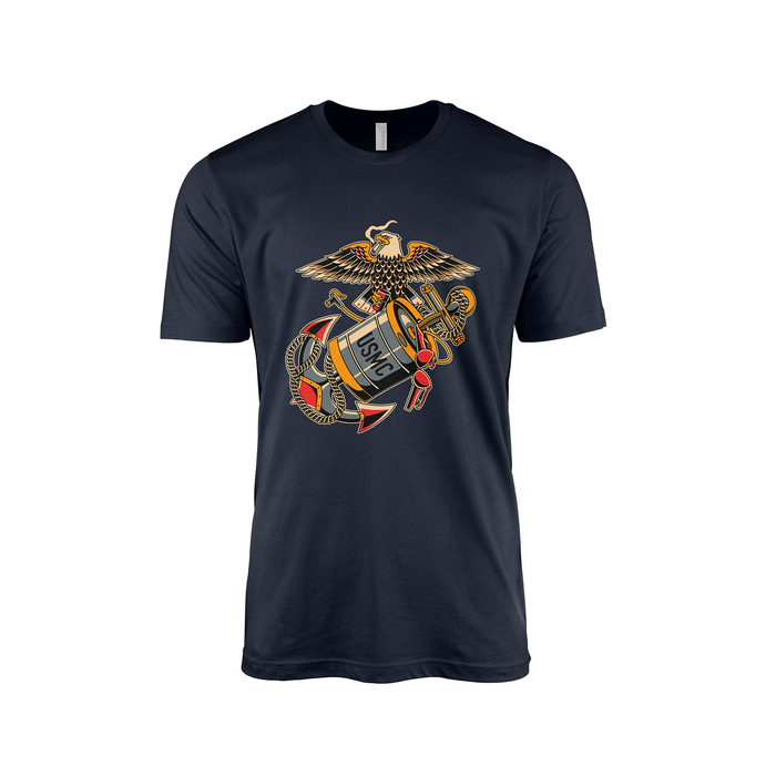 Eagle, Beer Keg and Anchor - U.S. Marine Corps EGA T-Shirt Tactically Acquired Navy Small 