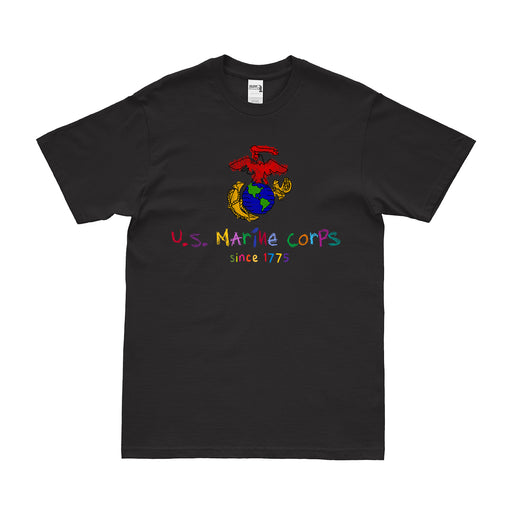 U.S. Marine Corps Since 1775 Crayon T-Shirt Tactically Acquired Black Small 