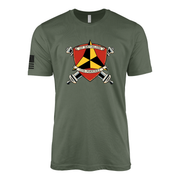 1st Battalion 12th Marines Sailor Jerry Style T-Shirt - Military Green