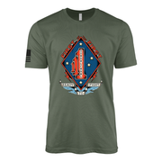 1st Battalion 1st Marines Sailor Jerry Style T-Shirt - Military Green