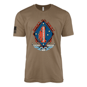 1st Battalion 1st Marines Sailor Jerry Style T-Shirt - Woodland Brown